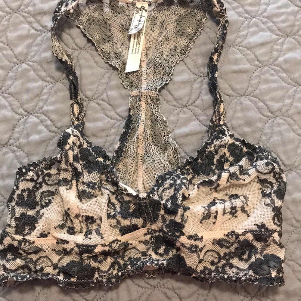 Free People Black/Nude Lace Bralette